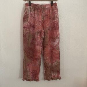 For Cynthia linen pants with ruffle bottom